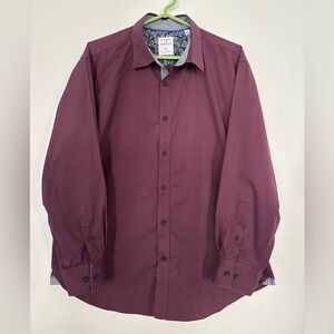 Society of Threads Long Sleeve Burgundy with White Tiny Polka Dots Size XL